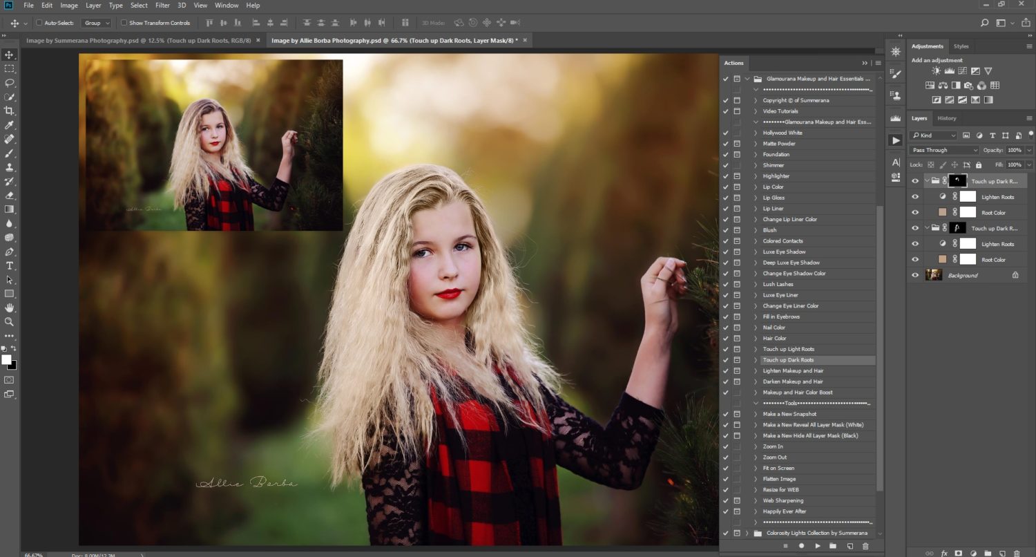 How to diminish dark or light roots showing in your client's hair in  Photoshop - Summerana - Photoshop Actions for Photographers